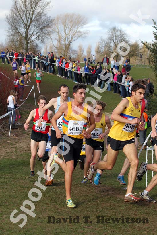 Ricky Stevenson (left) and Jonathan Taylor (both North East) in the Senior Mens McCain Inter Counties Cross Country, Cofton Park, Birmingham.